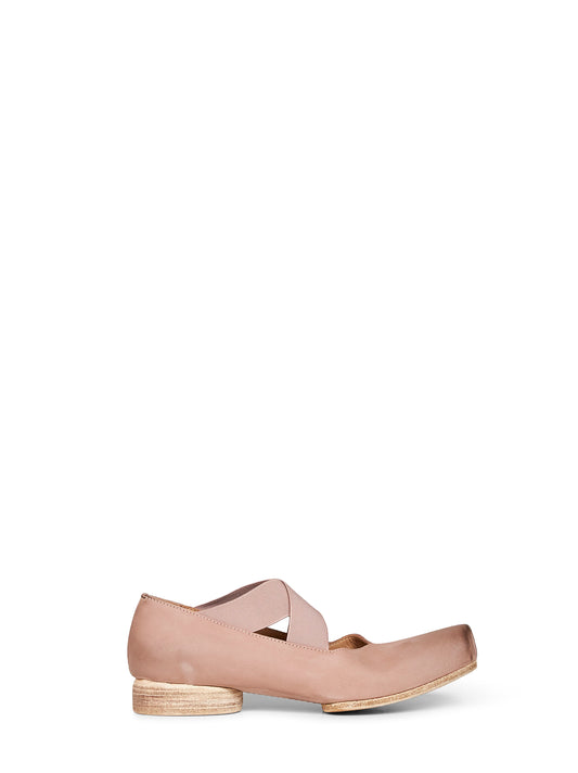 Pink vintage-effect leather ballet flats