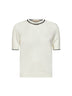 Ivory wool sweater with contrasting edges and VLogo
