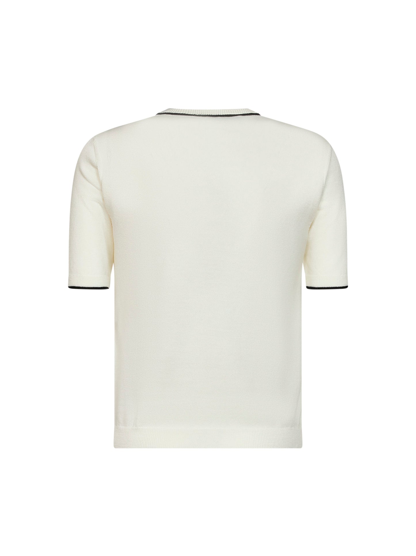 Ivory wool sweater with contrasting edges and VLogo