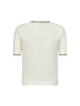 Ivory wool sweater with contrasting edges and VLogo
