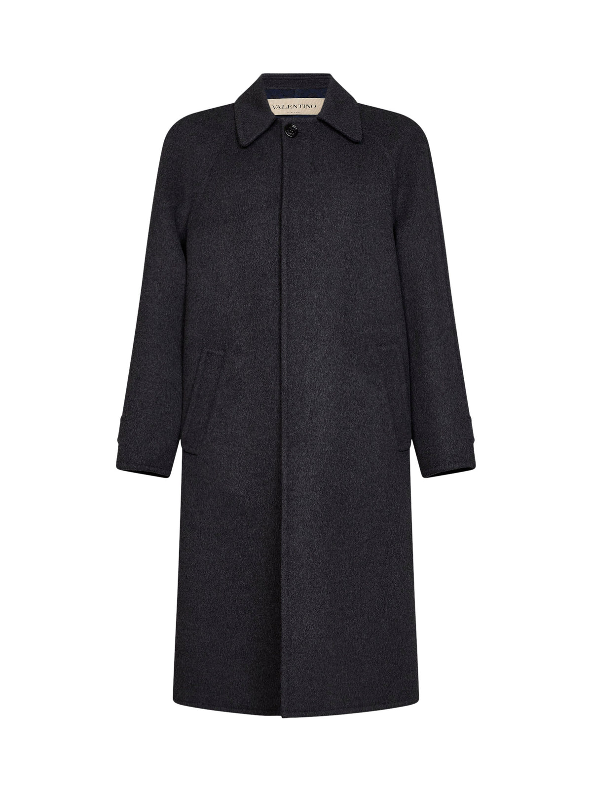 Cappotto monopetto in lana double grigio scuro