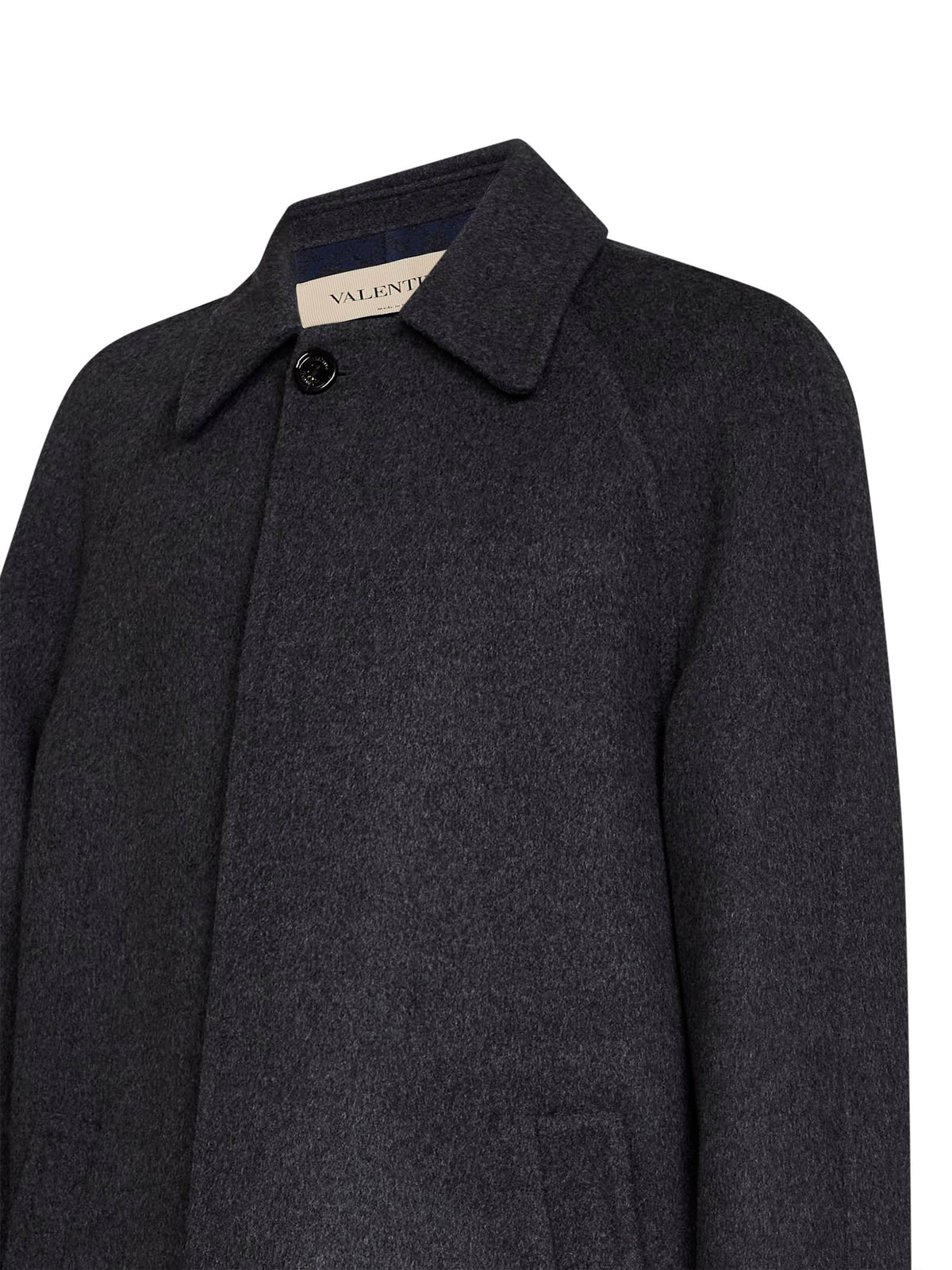 Cappotto monopetto in lana double grigio scuro