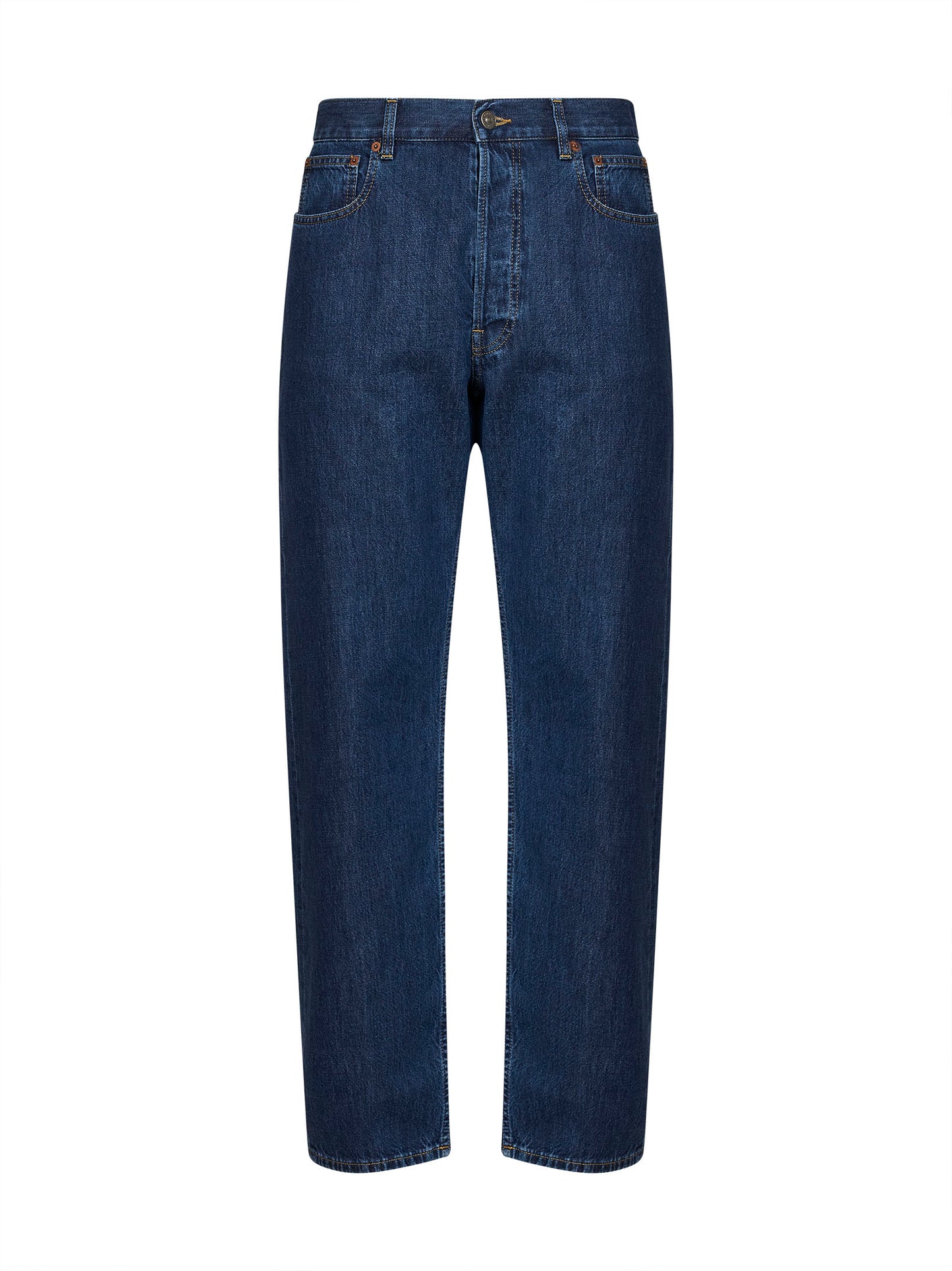 Medium bue cotton denim Valentino jeans with VGold