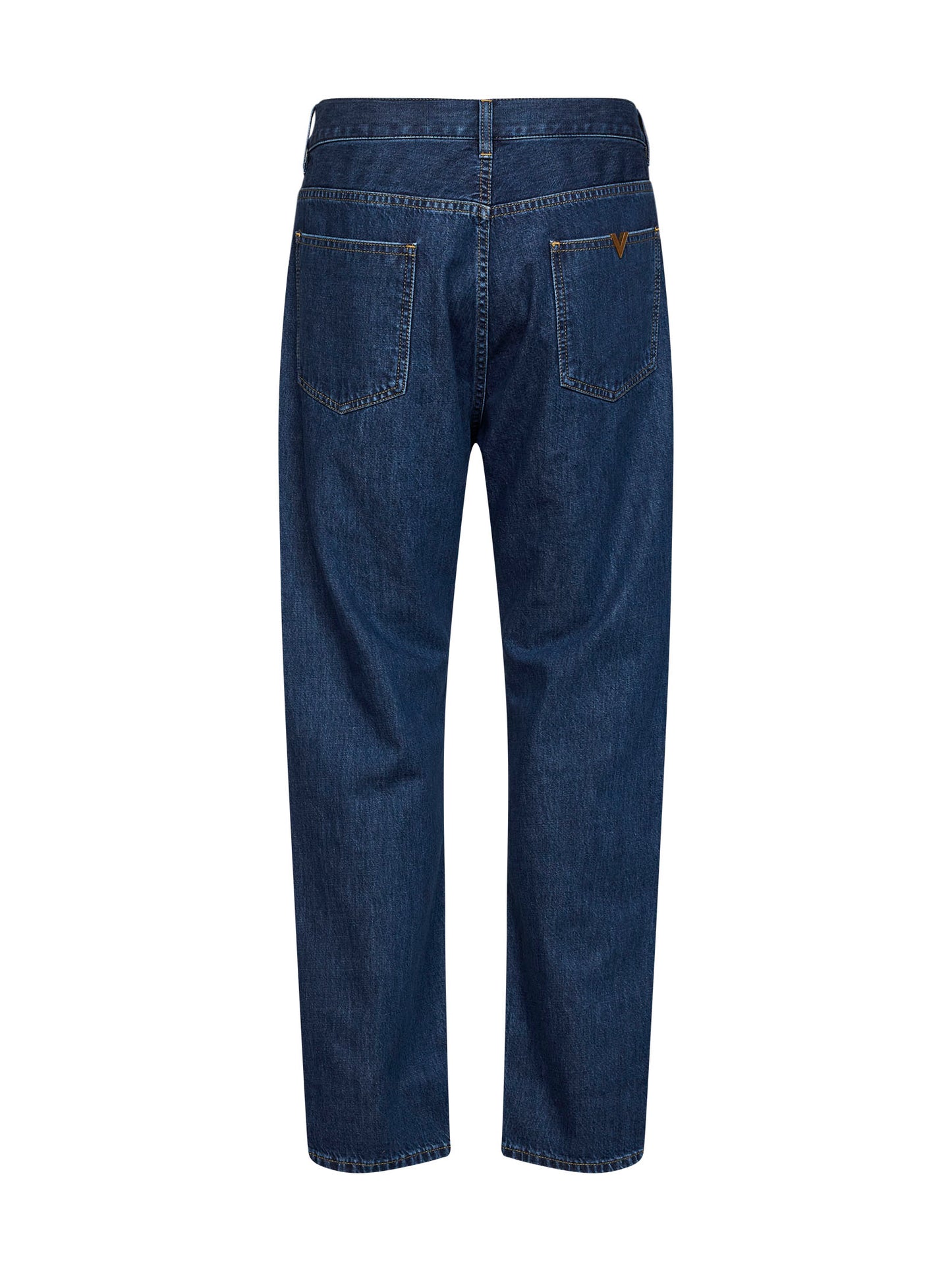Medium bue cotton denim Valentino jeans with VGold