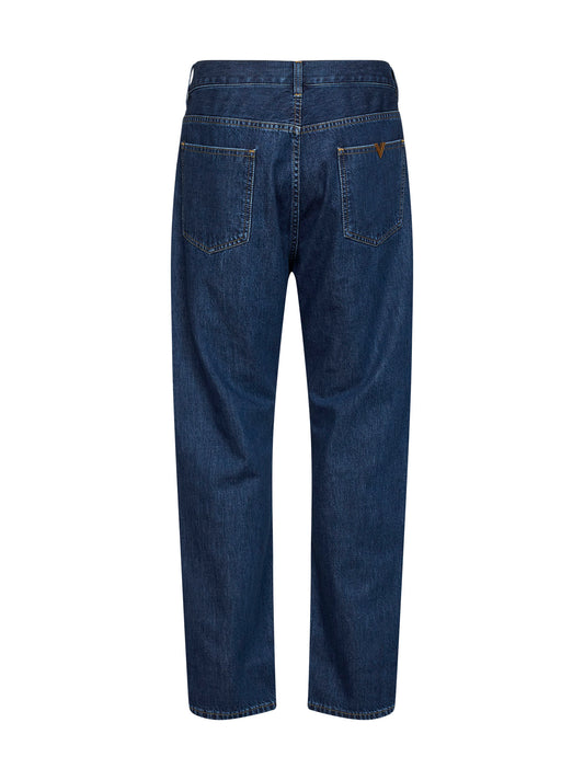 Jeans Valentino in denim di cotone blu medio con VGold