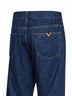 Medium bue cotton denim Valentino jeans with VGold