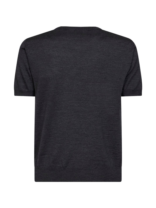 Maglia Valentino in lana grigio scuro con ricamo VLogo