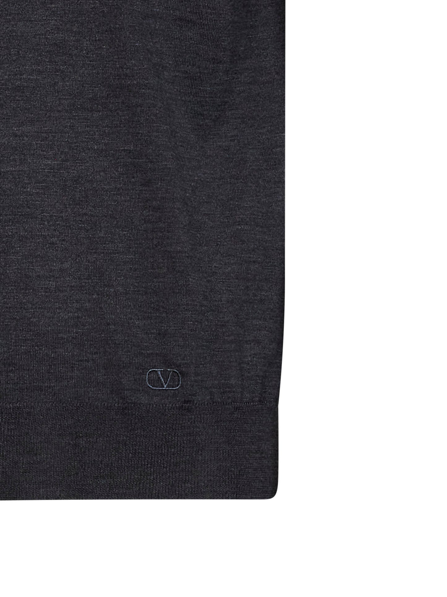 Maglia Valentino in lana grigio scuro con ricamo VLogo