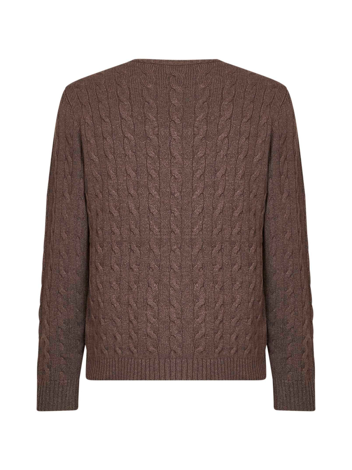 Maglia Valentino in cashmere a trecce marrone con VLogo