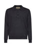 Dark grey wool Valentino polo shirt with VLogo embroidery