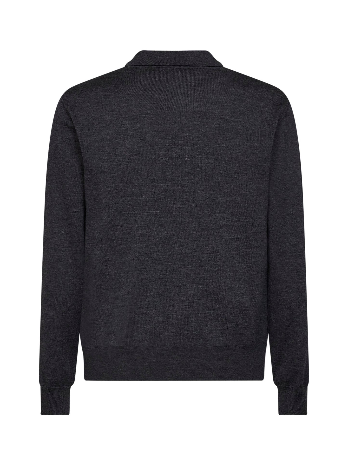 Dark grey wool Valentino polo shirt with VLogo embroidery