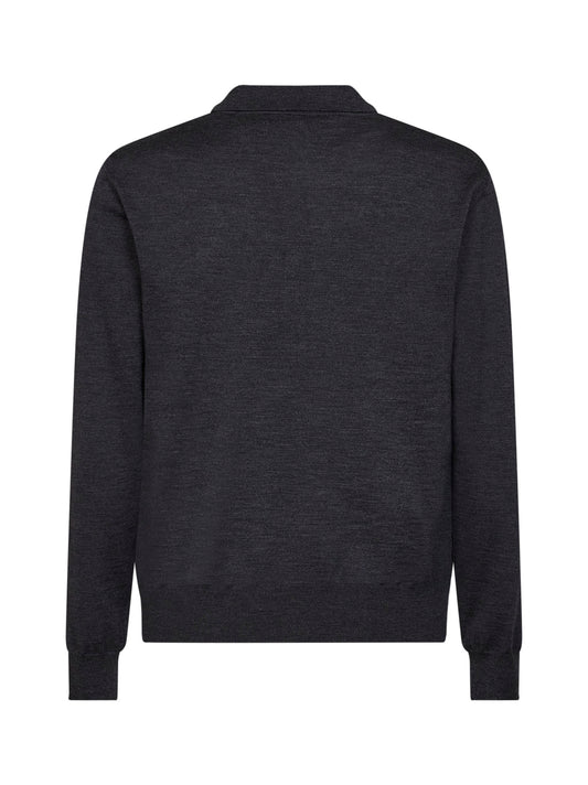 Polo Valentino in lana grigio scuro con ricamo VLogo