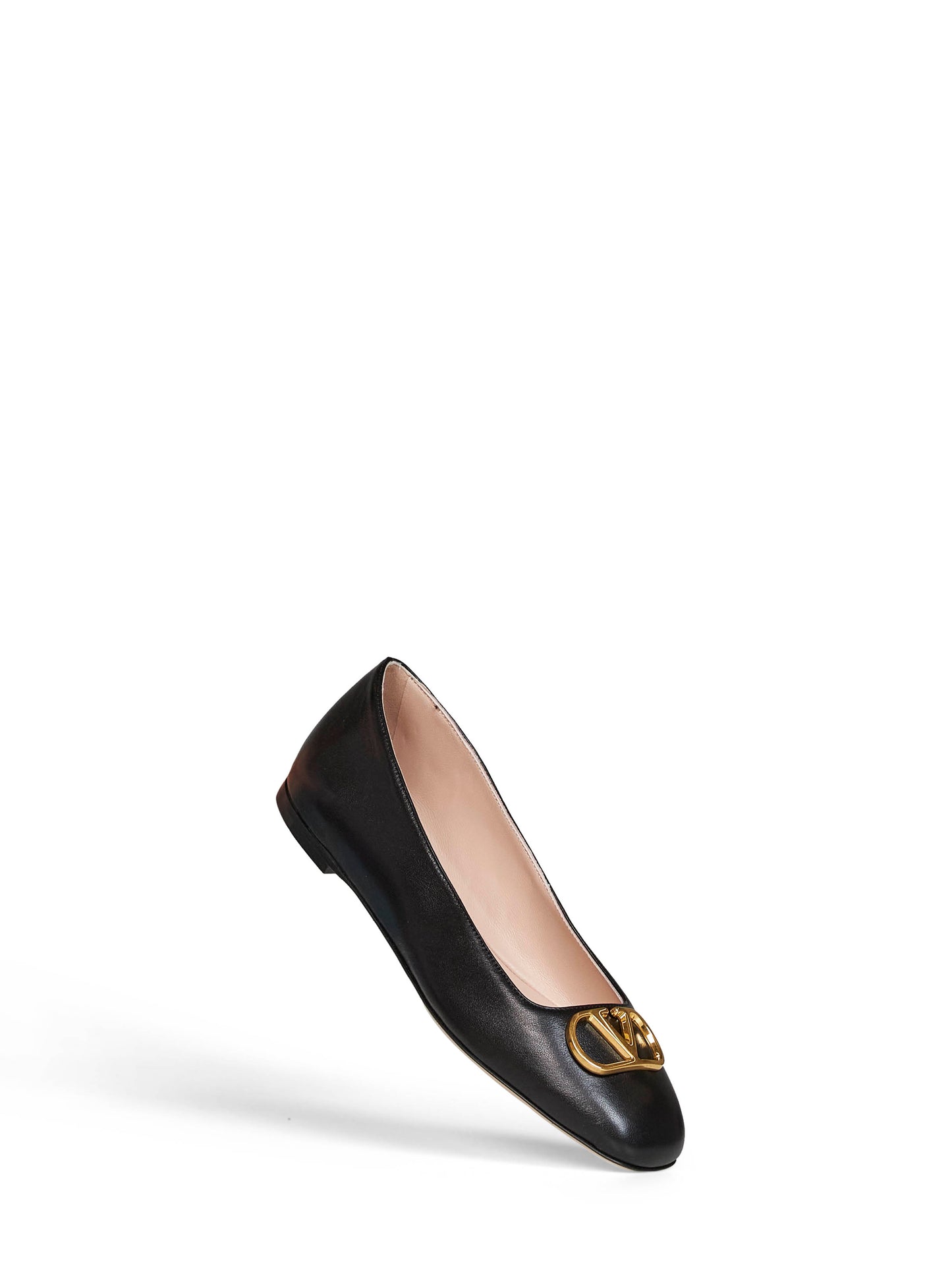 Black nappa leather VLogo Signature ballet flats