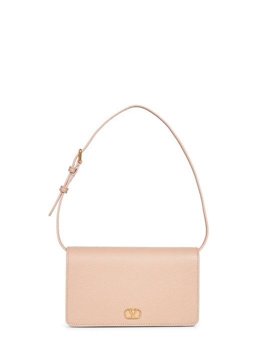 Rose sand Vlogo Signature mini shoulder bag<BR/>