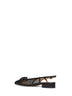 Black mesh and kidskin leather Valet Du Roi 25mm slingback ballet flats