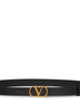 Cintura VLogo Signature in vitello lucido nero