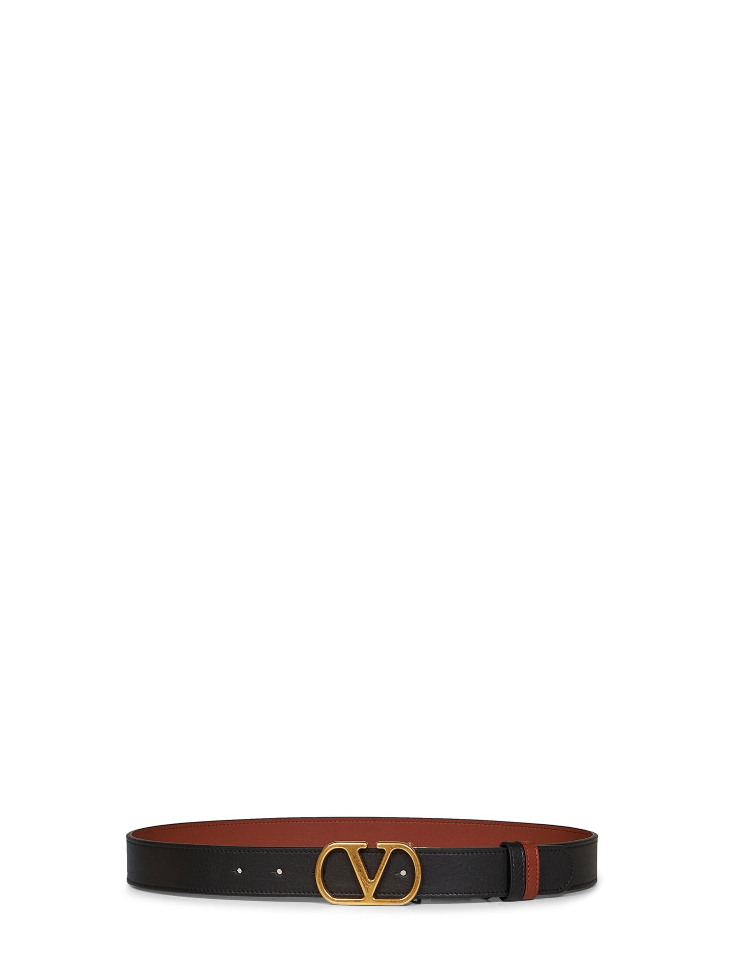 Cintura reversibile VLogo Signature nero e caramello intenso