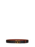Cintura reversibile VLogo Signature nero e caramello intenso