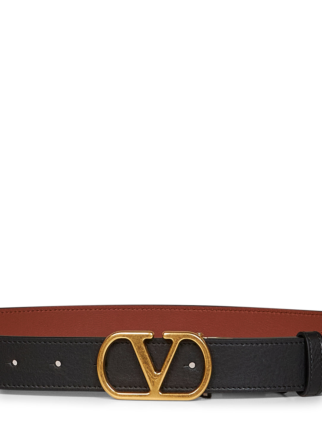 Cintura reversibile VLogo Signature nero e caramello intenso