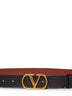 Cintura reversibile VLogo Signature nero e caramello intenso