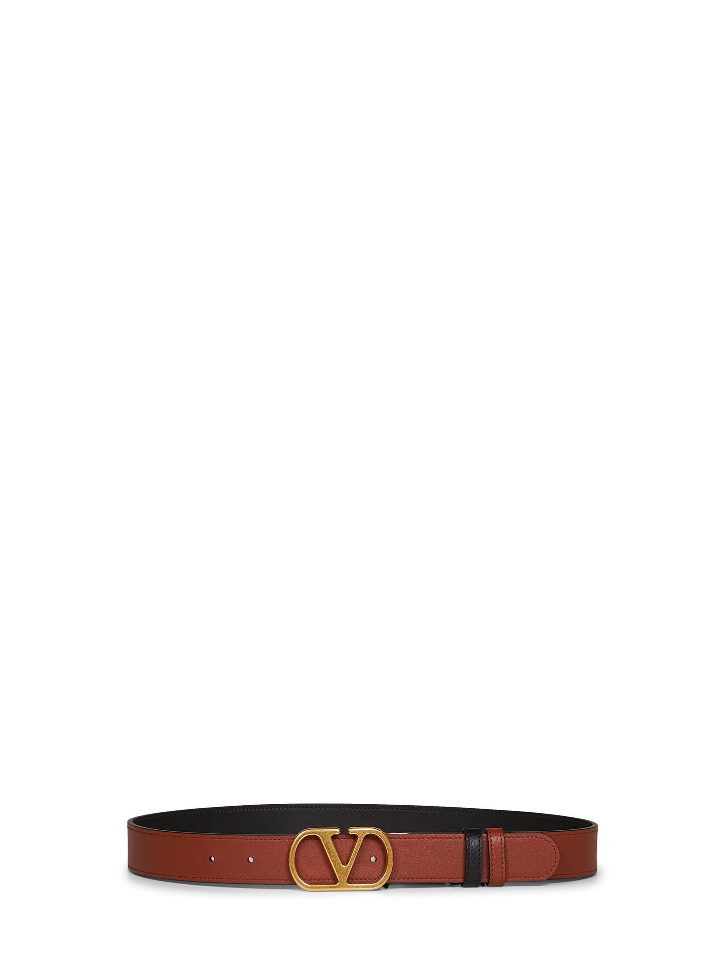 Cintura reversibile VLogo Signature nero e caramello intenso