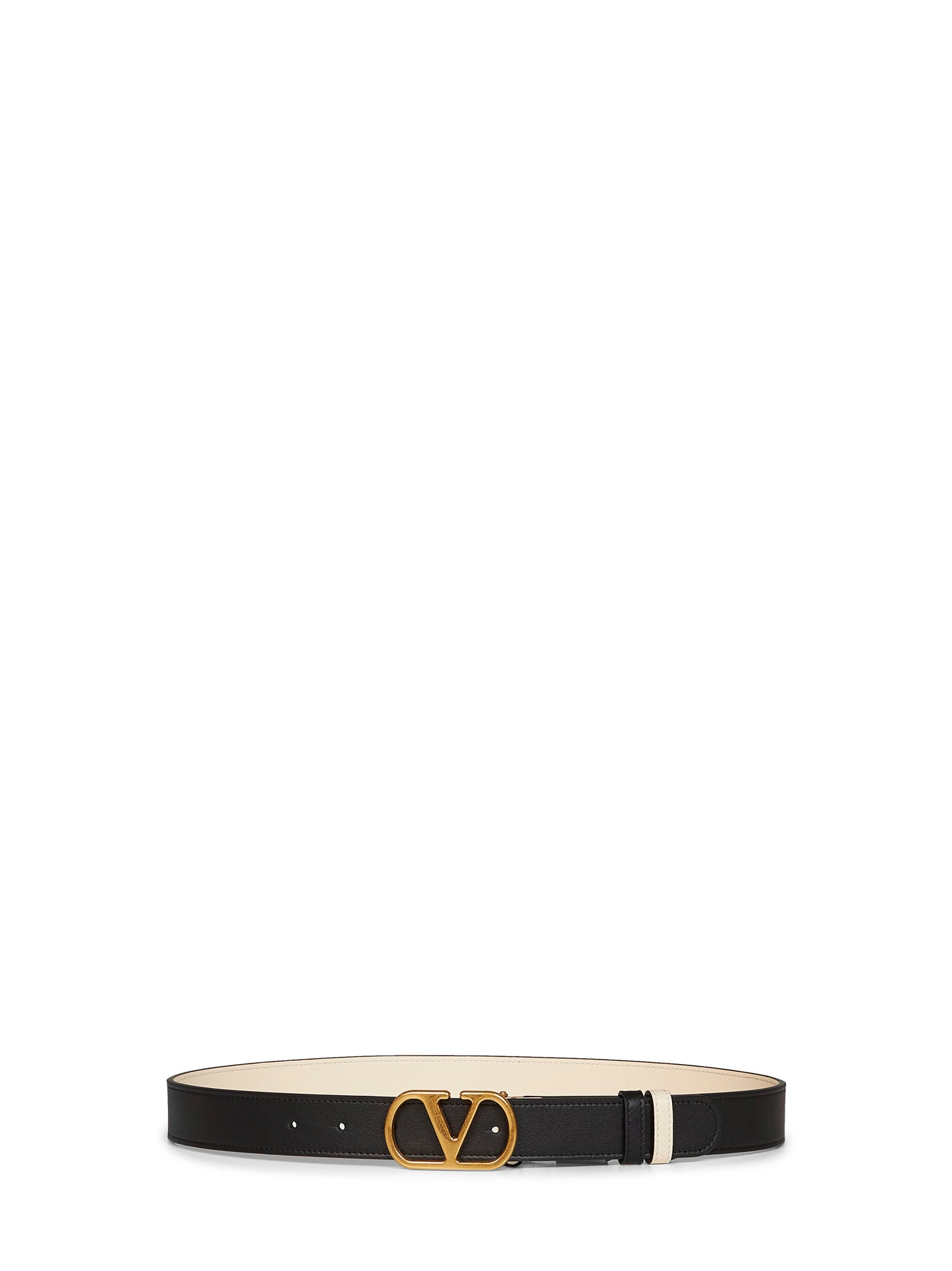 Cintura reversibile VLogo Signature nero e burro