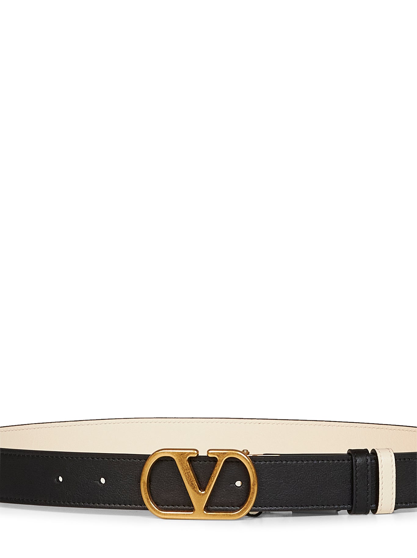 Cintura reversibile VLogo Signature nero e burro