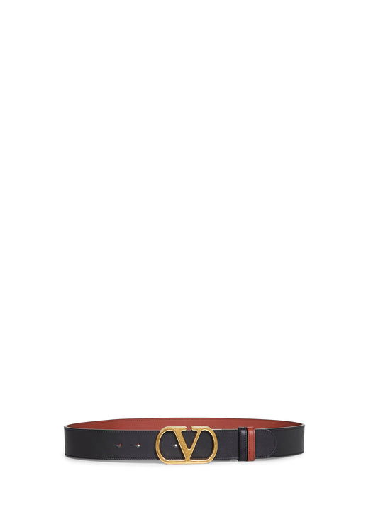 Cintura reversibile Vlogo Signature nero e caramello