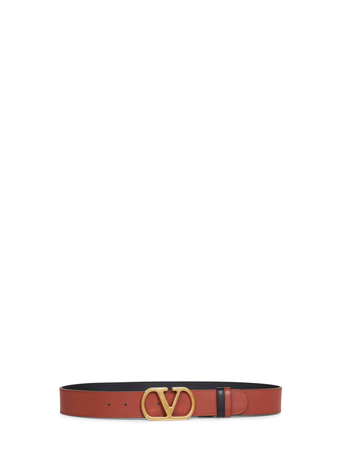 Cintura reversibile Vlogo Signature nero e caramello