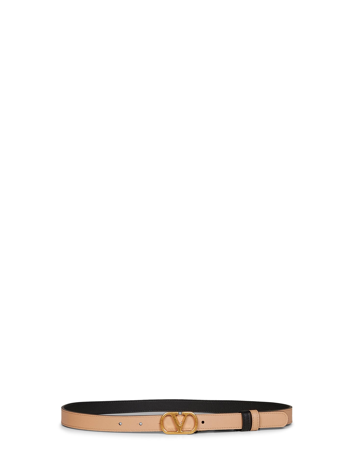 Cintura reversibile VLogo Signature nero e rosa sabbia