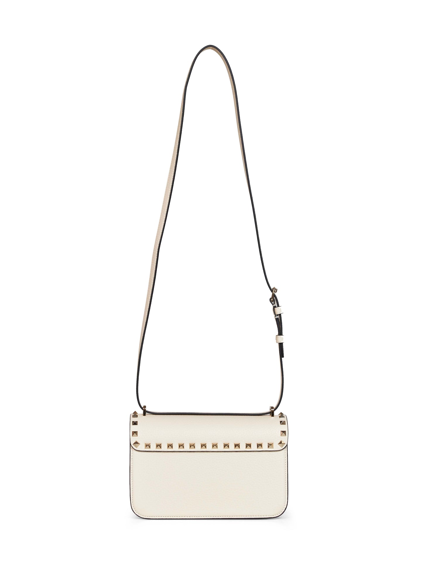 Borsa a tracolla piccola Valentino Garavani Rockstud avorio chiaro