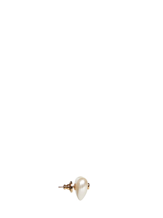 Metal and pearl VLogo Signature earrings