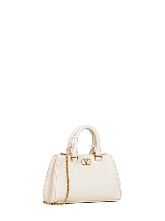 Light ivory VLogo Signature mini handbag