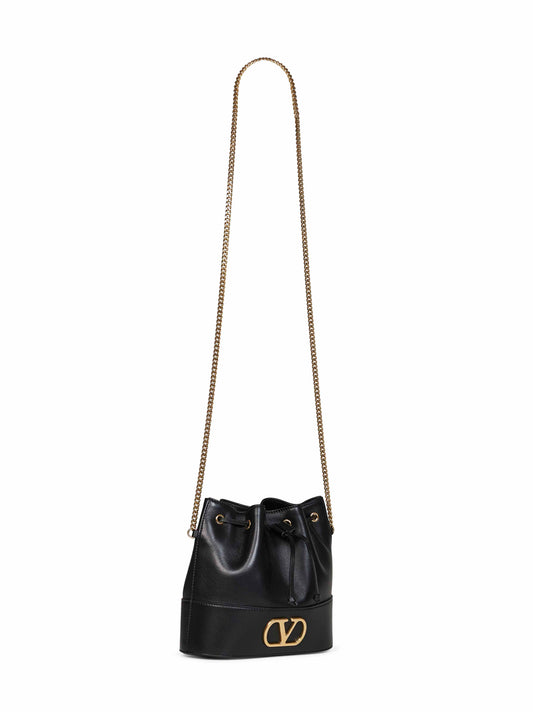 Black VLogo Signature mini bucket bag
