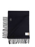 Black virgin wool scarf with VLogo Signature embroidery