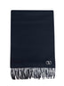 Navy blue virgin wool scarf with VLogo Signature embroidery