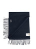 Navy blue virgin wool scarf with VLogo Signature embroidery
