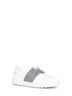 Sneakers Open in Vitello bianco e acciaio scuro
