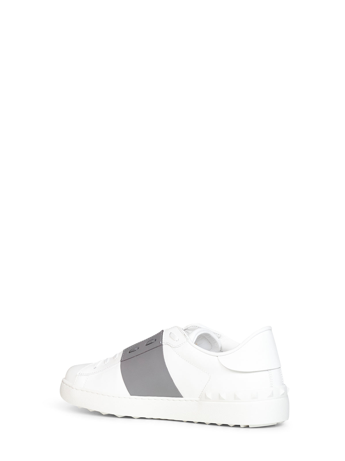 Sneakers Open in Vitello bianco e acciaio scuro