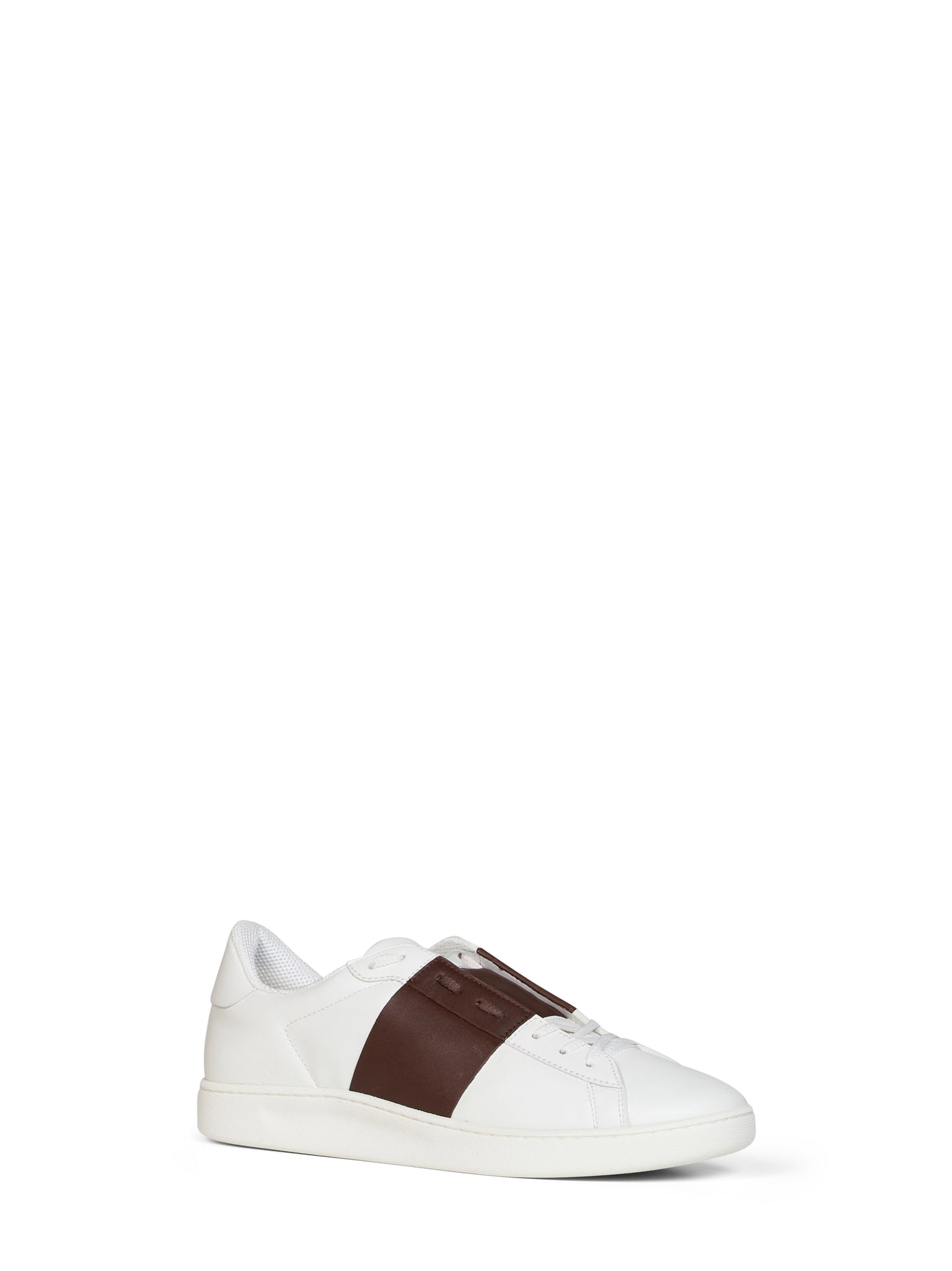 Sneakers Open Royco in vitello nappato bianco e marrone corteccia