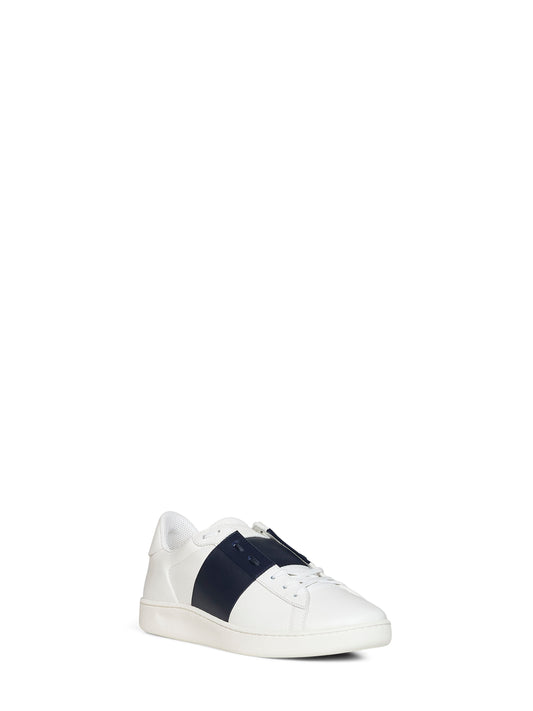 Sneakers Open Royco in vitello nappato bianco e blu navy