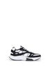 White and black and grey mesh and suede Demivee low-top sneakers