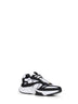 White and black and grey mesh and suede Demivee low-top sneakers
