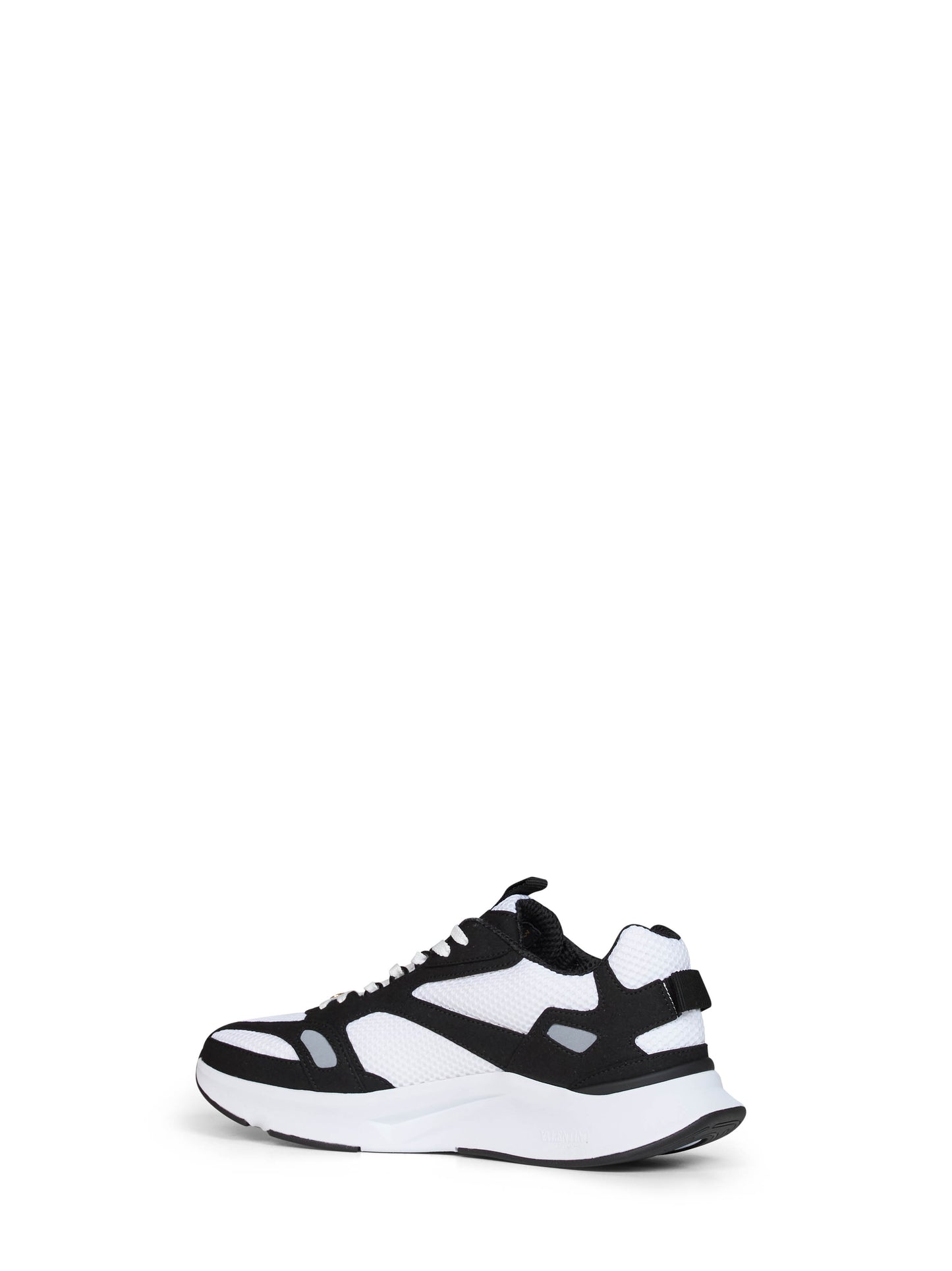 White and black and grey mesh and suede Demivee low-top sneakers