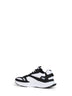 White and black and grey mesh and suede Demivee low-top sneakers