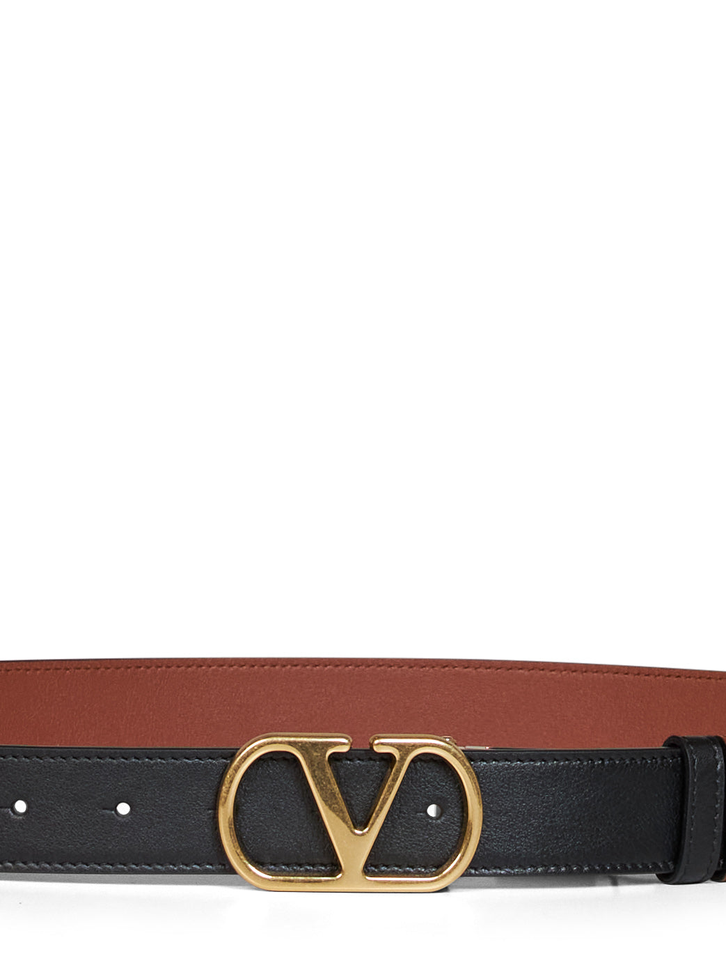 Black and deep caramel VLogo Signature reversible belt