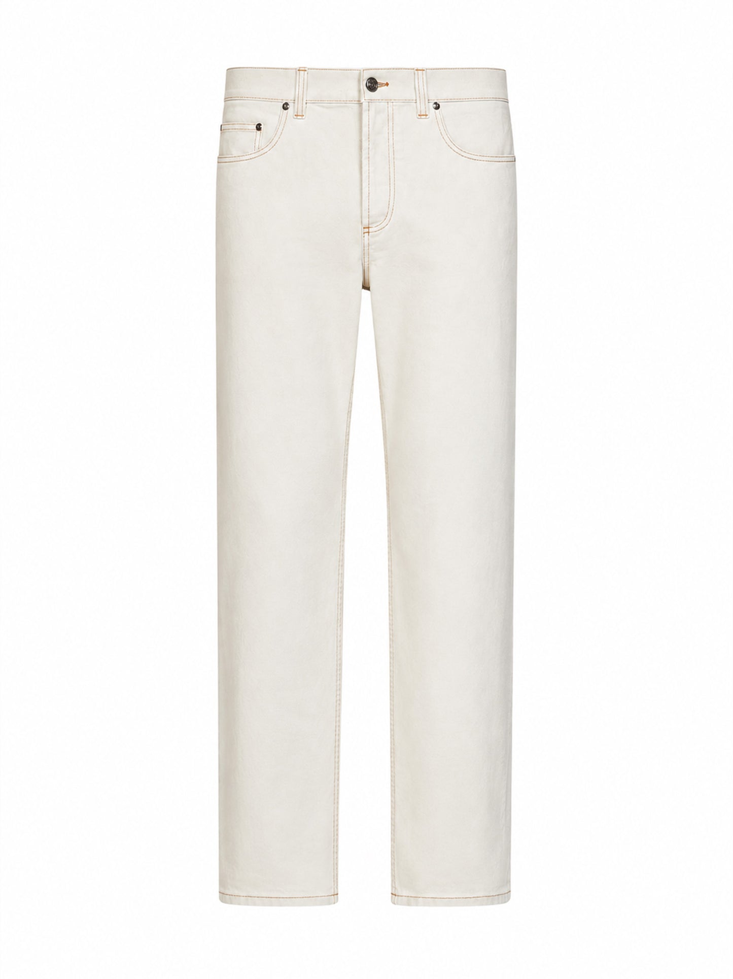 Jeans affusolati in denim di cotone stretch avorio