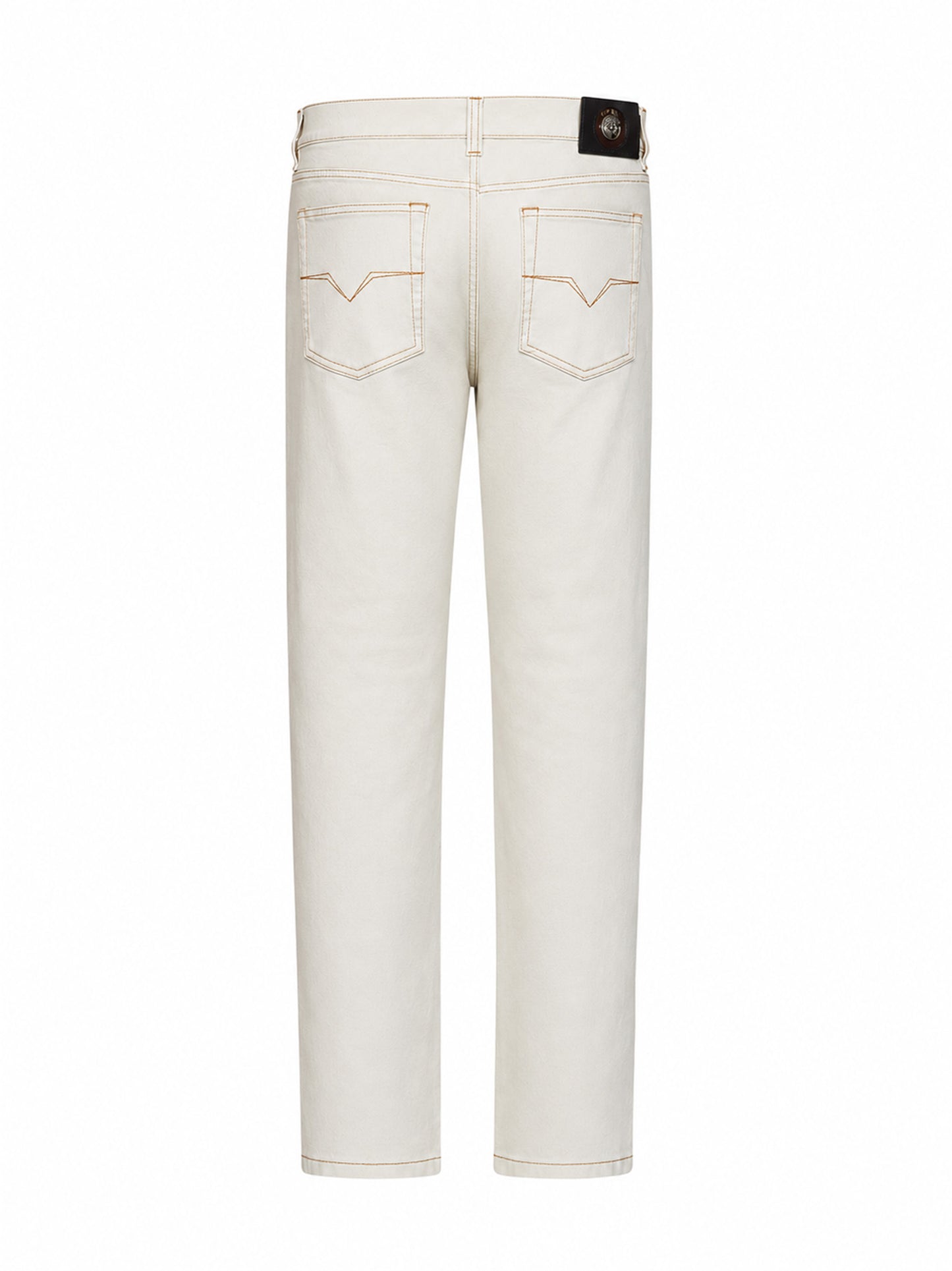 Jeans affusolati in denim di cotone stretch avorio