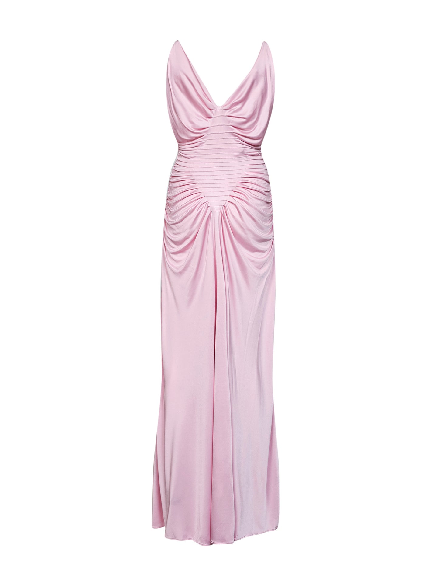 Pastel pink liquid viscose jersey evening dress