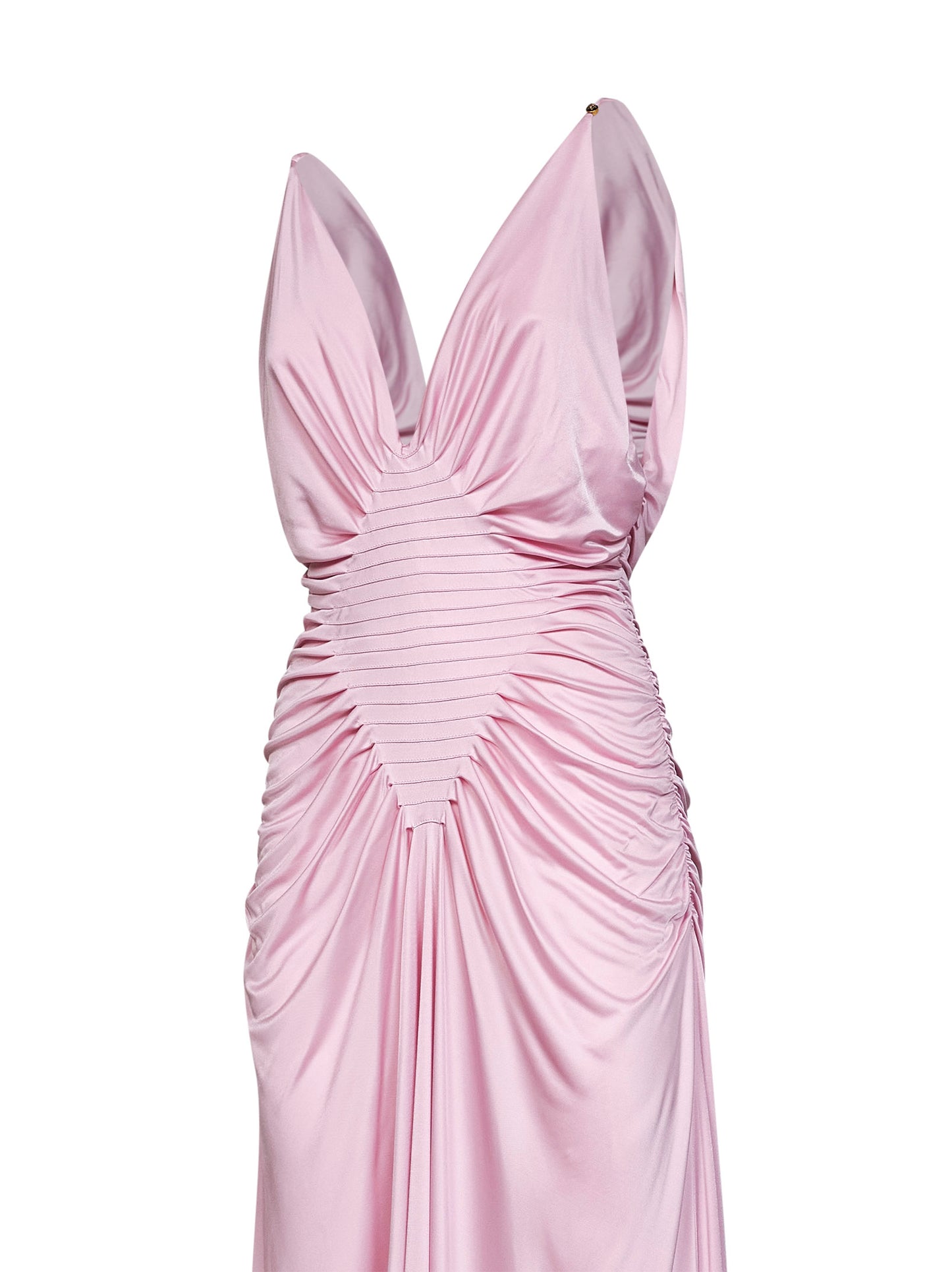 Pastel pink liquid viscose jersey evening dress